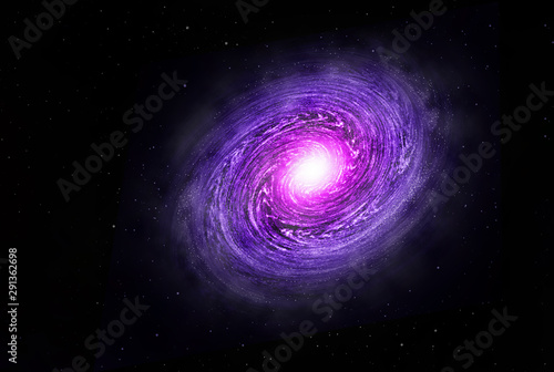 Spiral galaxy space with bright stars illustration. Abstract astronomical science background.