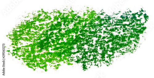 Crayon texture element free hand scribbles. green on textured paper. on white isolated background