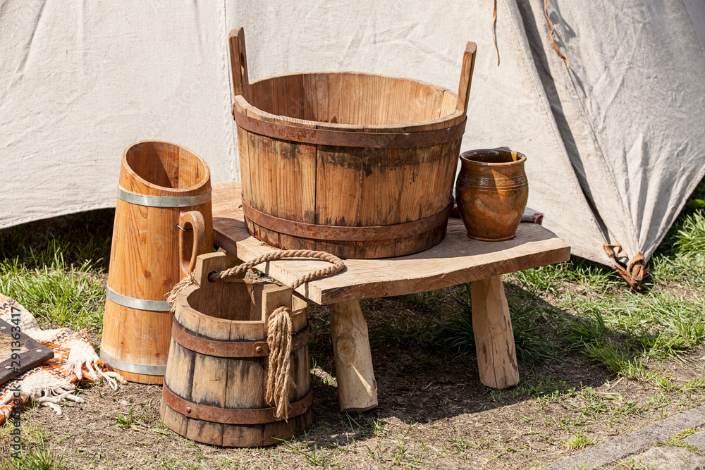 Fototapeta premium set of medieval wooden objects