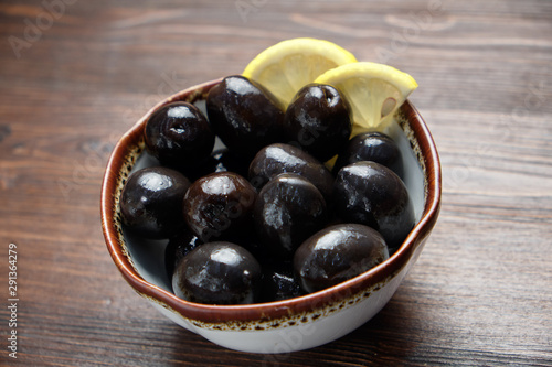 Olives and olives with lemon. menu for catering
