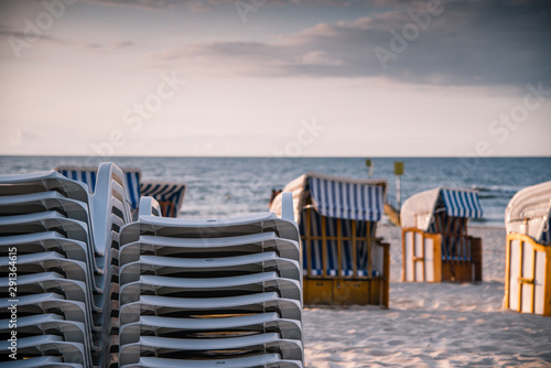 Beach chain at Baltic See in Kolobrzeg  Poland 