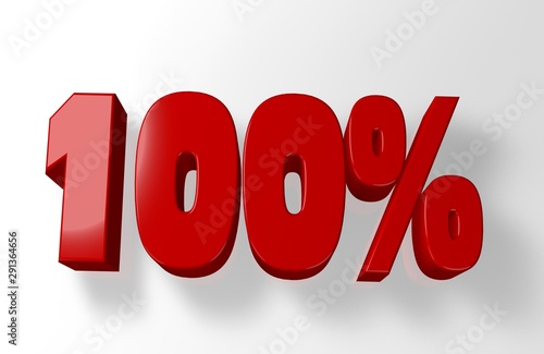 100% red numbers on a white background, isolated raster