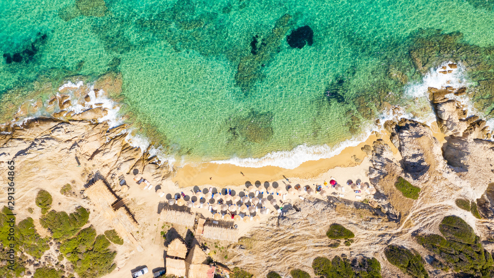 Obraz premium Tigania beach in Greece aerial.