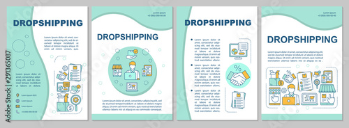 Dropshipping brochure template. Online business. Delivery service. Flyer, booklet, leaflet print, cover design with linear illustrations. Vector page layouts for annual reports, advertising posters