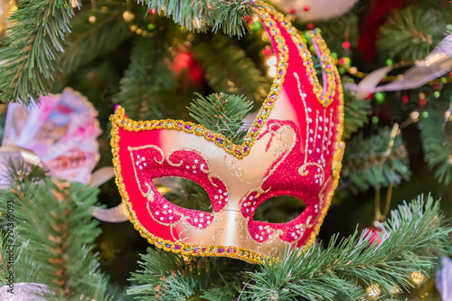 New Year decoration background with carnival mask