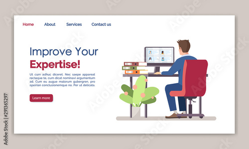 Improve your expertise landing page vector template. Staff searching website interface idea with flat illustrations. HR management homepage layout. Recruitment web banner, webpage cartoon concept