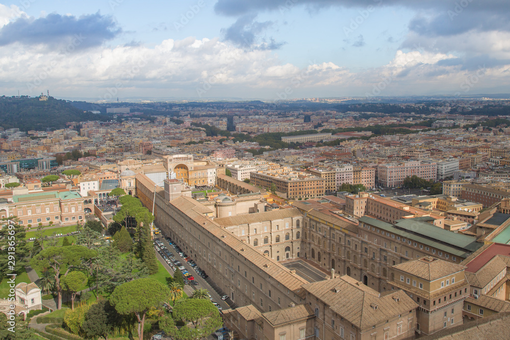 view of the city with St. Peter's Basilica, Rome, Italy, view of old city Rome