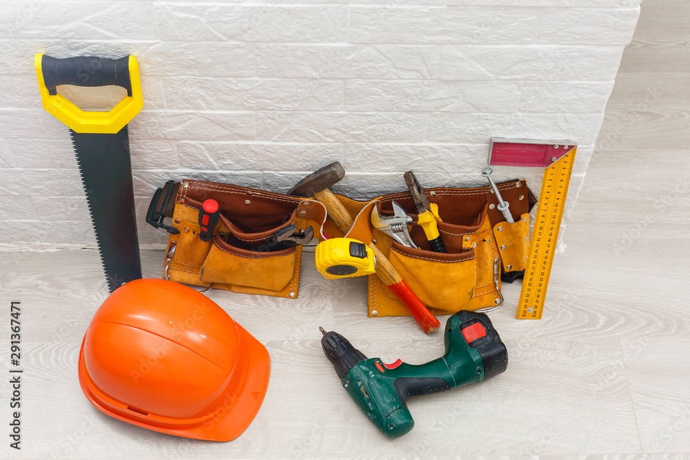 Fototapeta premium construction tools brown belt