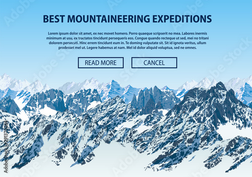 Vector climbing and mountaineering background theme, Trekking, hiking, and mountaineering illustration. Extreme travel expeditions outdoor trip concept.