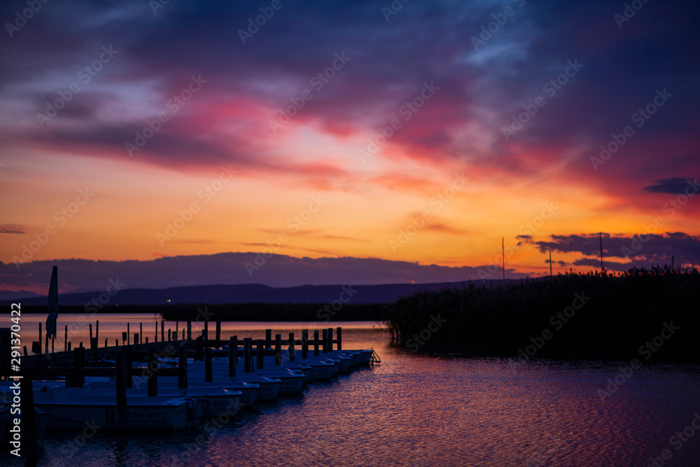 colorfull sunset Neusiedlersee, Austria