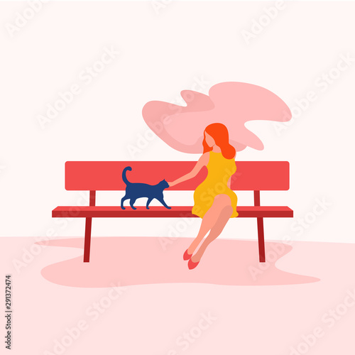 Girl with the can on the bench
