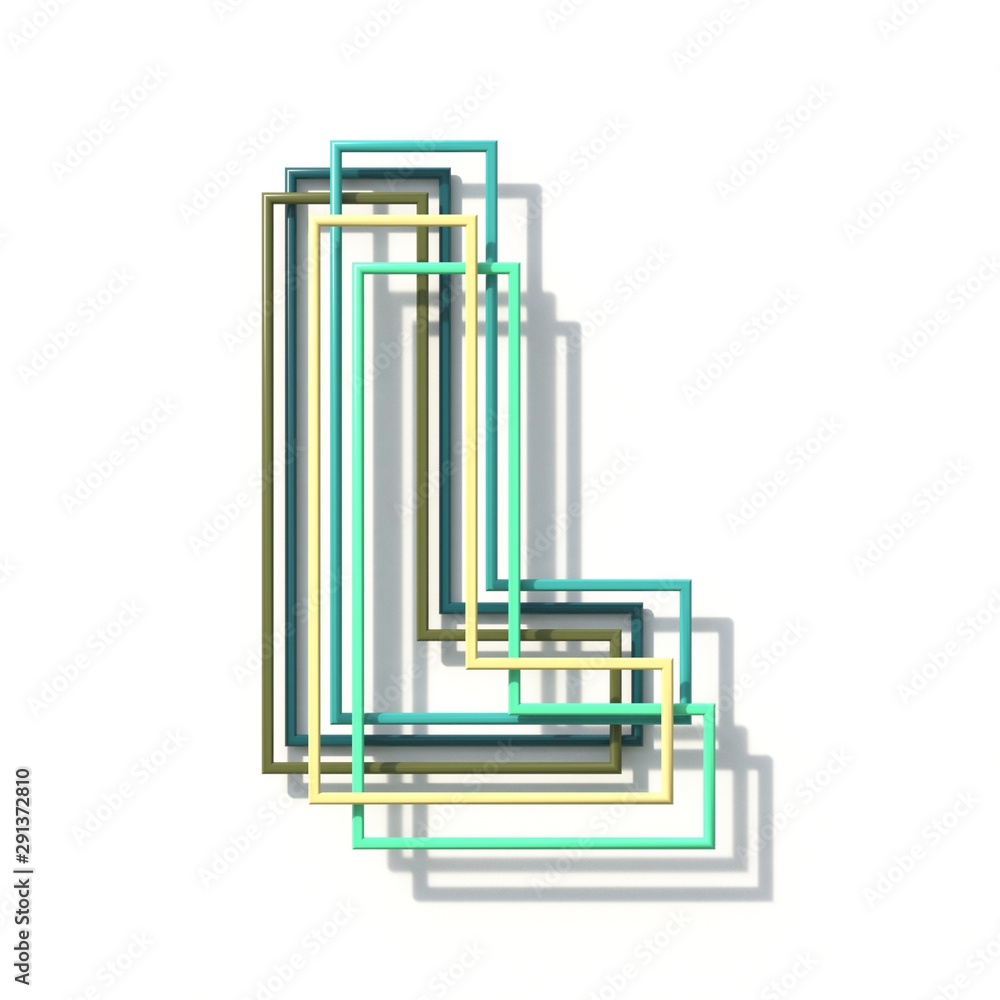 Three colors line font Letter L 3D Three colors line font Letter L 3D