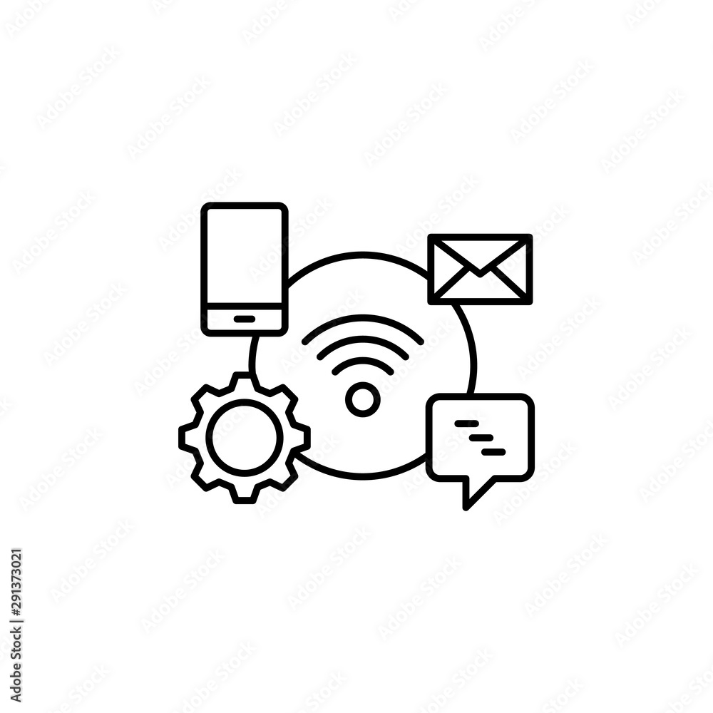 Remote access mobile message setting chat cyber robbery. Vector icon. On white b Remote access mobile message setting chat cyber robbery. Vector icon. On white b