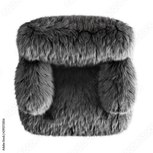 Beautiful garay fluffy chair made of wool on an isolated background top view. 3D rendering photo