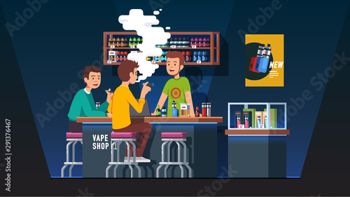 Modern vape shop bar barman serving smokers