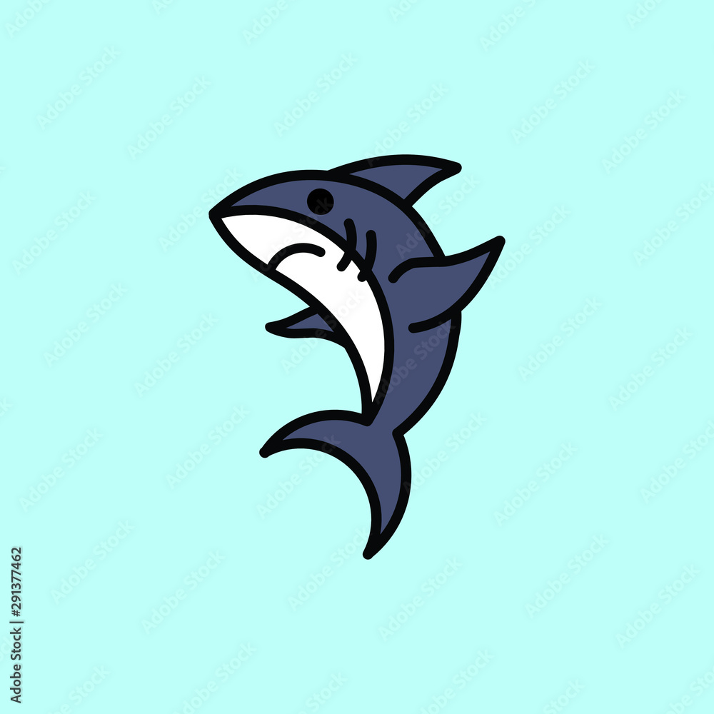 Naklejka premium Shark icon flat. Singe animal icon from the big animals flat