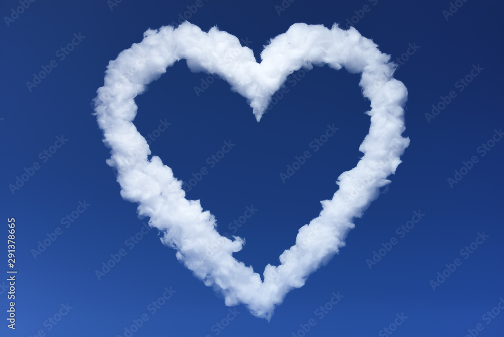 frame heart made of clouds on blue sky Stock Photo | Adobe Stock