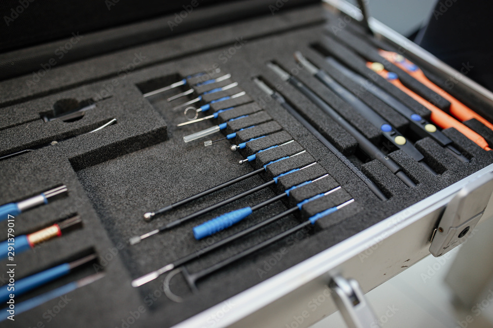 Set of professional medical, modern surgical instruments Set of professional medical, modern surgical instruments