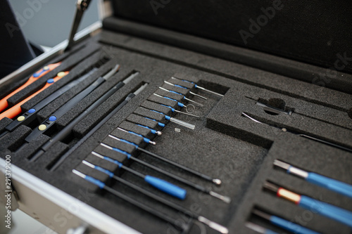 Set of professional medical, modern surgical instruments