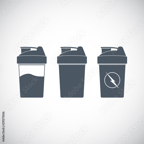 Protein shaker. Sport shaker bottle icon,