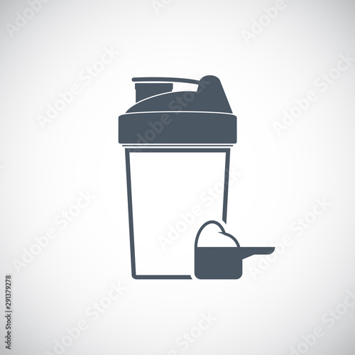 Protein shaker. Sport shaker bottle icon,