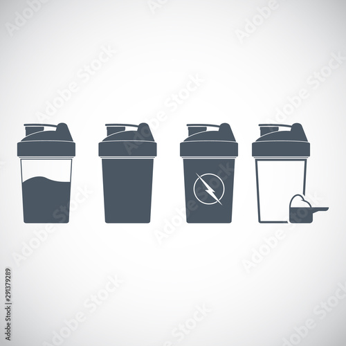 Protein shaker. Sport shaker bottle icon,