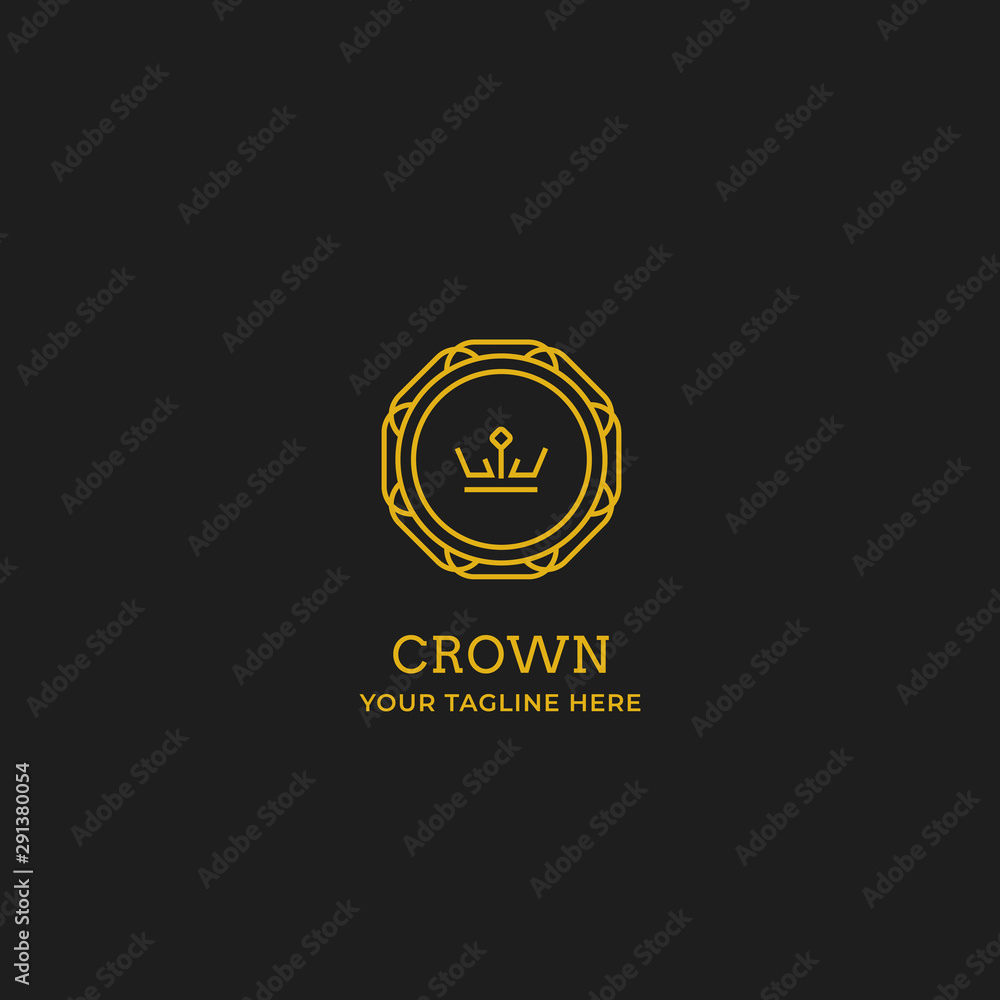 Decorative Crown king queen logo icon badge with circle decorative icon symbol vector design