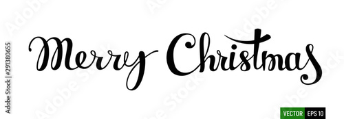 Merry christmas - handwritten lettering. Brush calligraphic text. Vector incription for card, poster, banner, label, t-shirt design and many others souvenirs