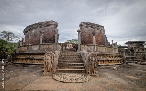 Polonnaruwa, Sri Lanka - 7 AUGUST 2019. The Polonnaruwa Vatadage - ancient Buddhist structure. Unesco ancient city of Polonnaruwa, one of the destination for travel, Sri Lanka