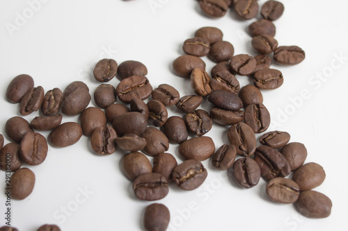 coffee beans on white table
