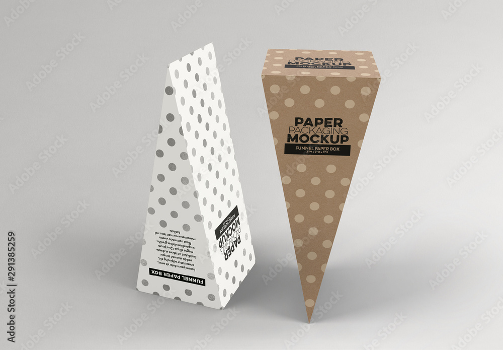 2 Standing Cone Style Paper Boxes Mockup Stock Template Adobe Stock