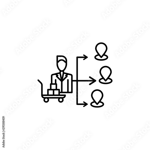 Distribution icon. Element of procurement process thin line icon