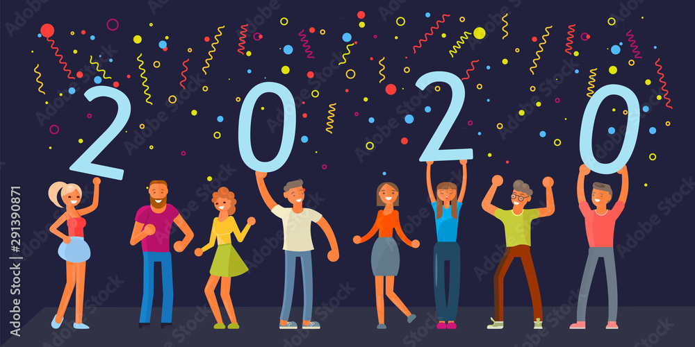Banner with People hold 2020 Banner with People hold 2020