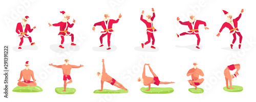Set of Young sporty Santa Claus