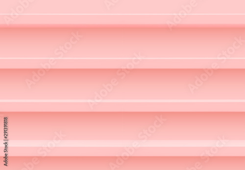 Pink 3d shelf on the wall. Wooden horizontal realistic empty shelf