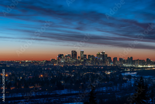 Calgary s skyline at sunrise. 