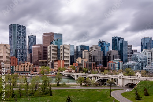 Calgary's skyline on a cold and cloudy day. 