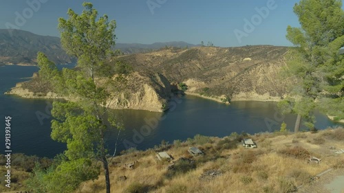 Castaic Lake Park- Man-Made Lake Cliffside Aerial View photo