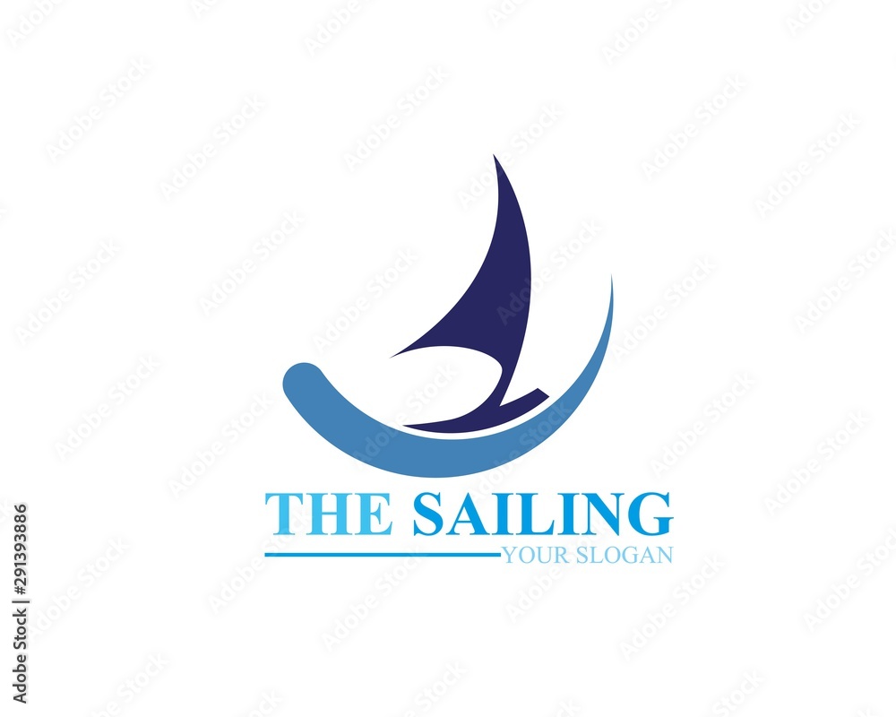 Sailing boat ocean wave logo template vector Sailing boat ocean wave logo template vector