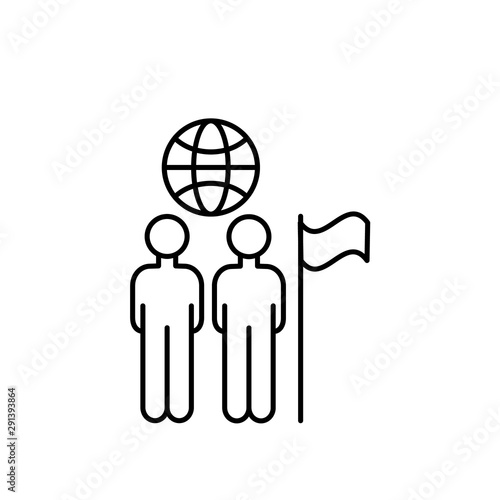 Population flag businessmen icon. Element of overpopulation thin line icon