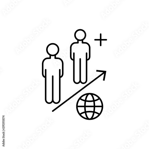 Overpopulation team growth icon. Element of overpopulation thin line icon