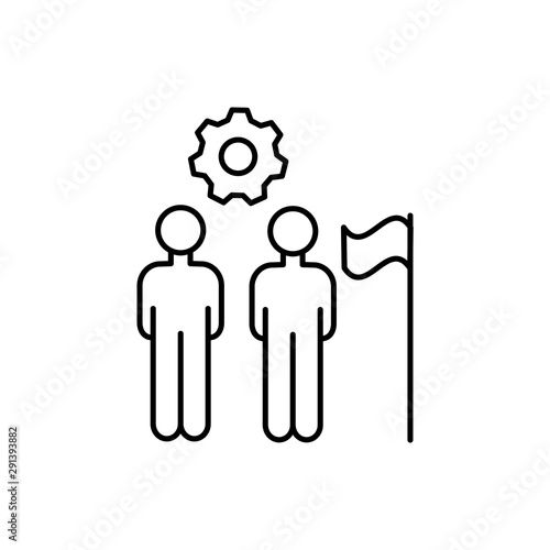 Gear businessmen flag icon. Element of overpopulation thin line icon