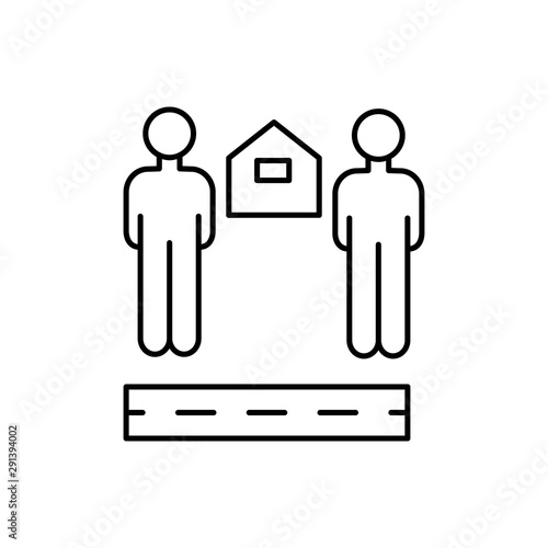Business men building icon. Element of overpopulation thin line icon