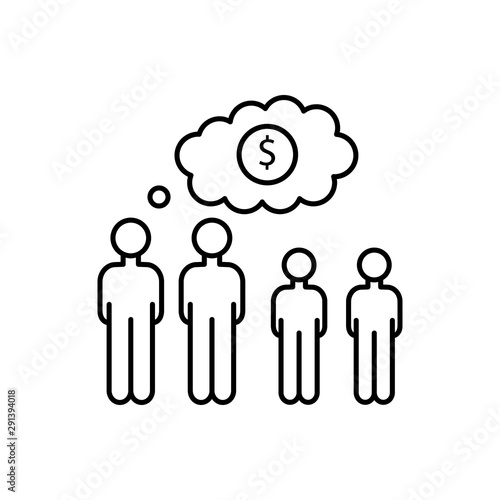 Men business dollar think icon. Element of overpopulation thin line icon