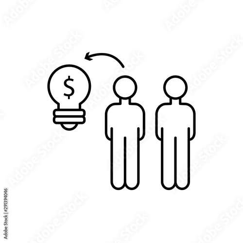 Men dollar idea customer icon. Element of overpopulation thin line icon