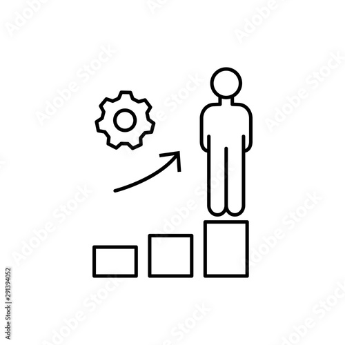 Gear growth man finance icon. Element of overpopulation thin line icon