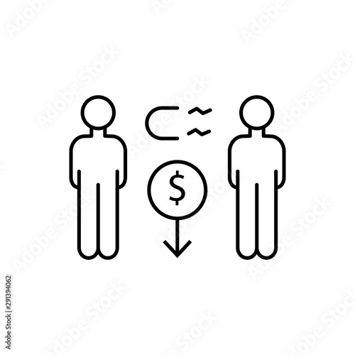 Magnet men dollar business icon. Element of overpopulation thin line icon