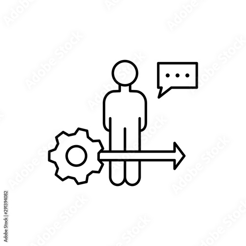 Chat gear man control icon. Element of overpopulation thin line icon