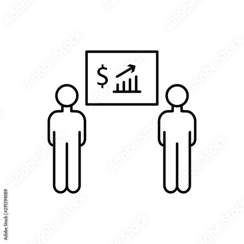 Work dollar men growth icon. Element of overpopulation thin line icon