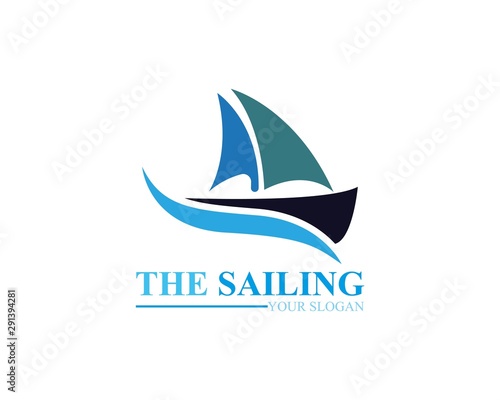 Fototapeta Naklejka Na Ścianę i Meble -  Sailing boat ocean wave logo template vector